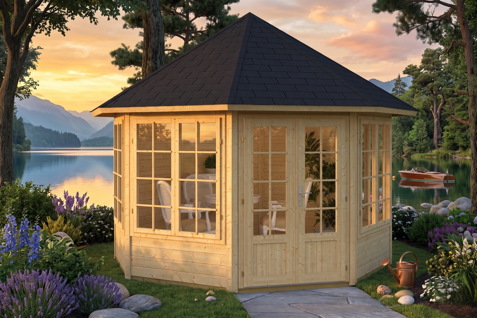 Rosewood 1.6 in (40 mm) Wooden Gazebo Kit - 96 sq. ft. (8.9 m2) - Image 3