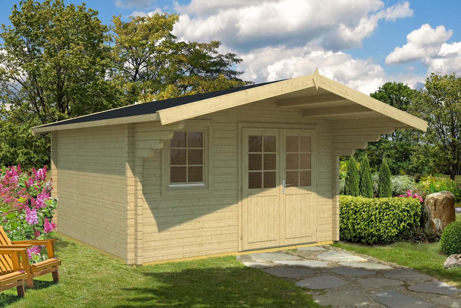 Buckthorn 2.8 in (70 mm) Log Cabin Kit - 116 sq. ft. (10.8 m2)