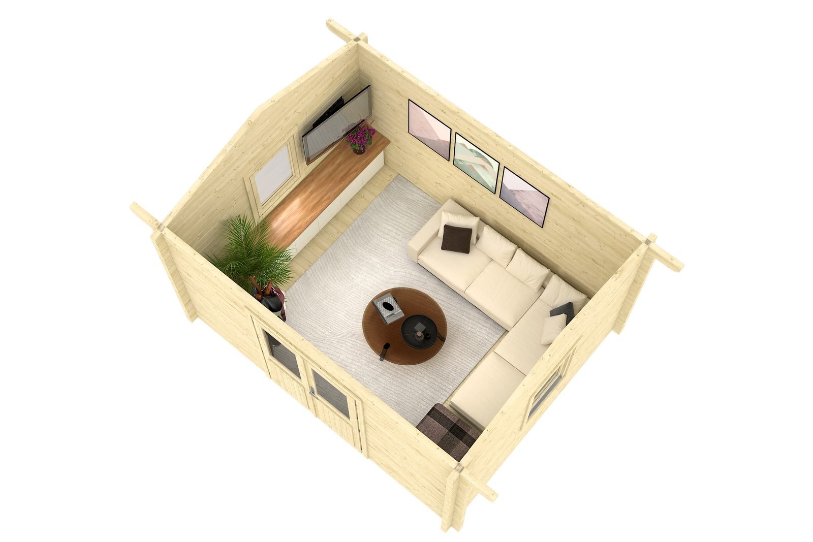 Canoe Lake 2.8 in (70 mm) Log Cabin Kit - 131 sq. ft. (12.2 m2) - Image 3