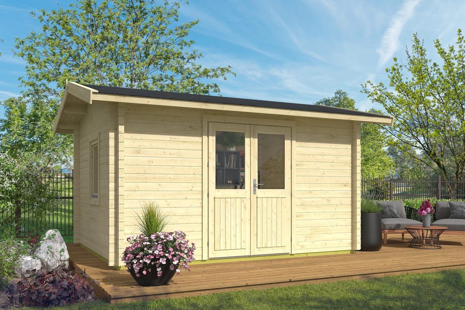 Canoe Lake 2.8 in (70 mm) Log Cabin Kit - 131 sq. ft. (12.2 m2)