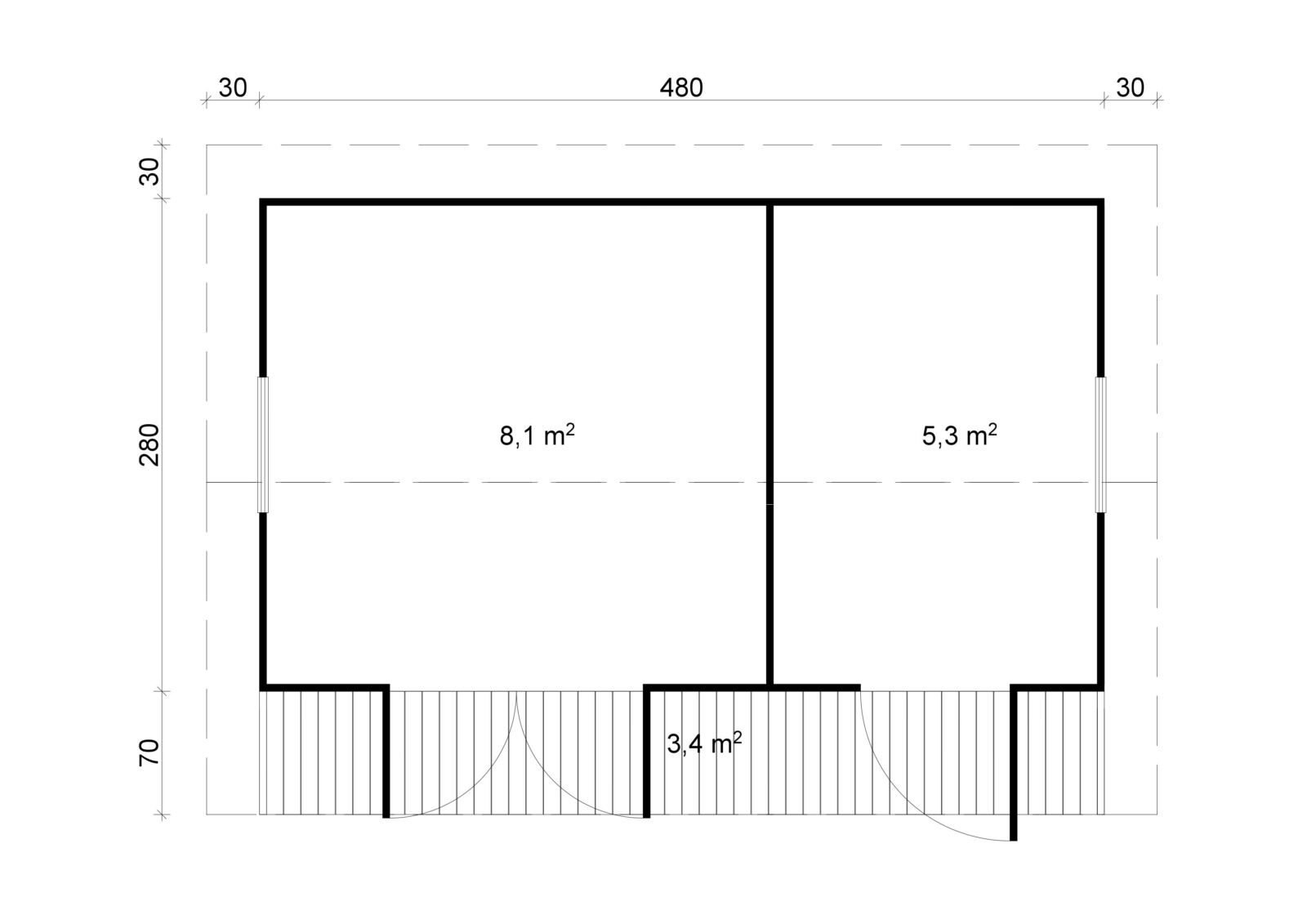 Chestnut Row 2.8 in (70 mm) Log Cabin Kit - 144 sq. ft. (13.4 m2) - Image 2