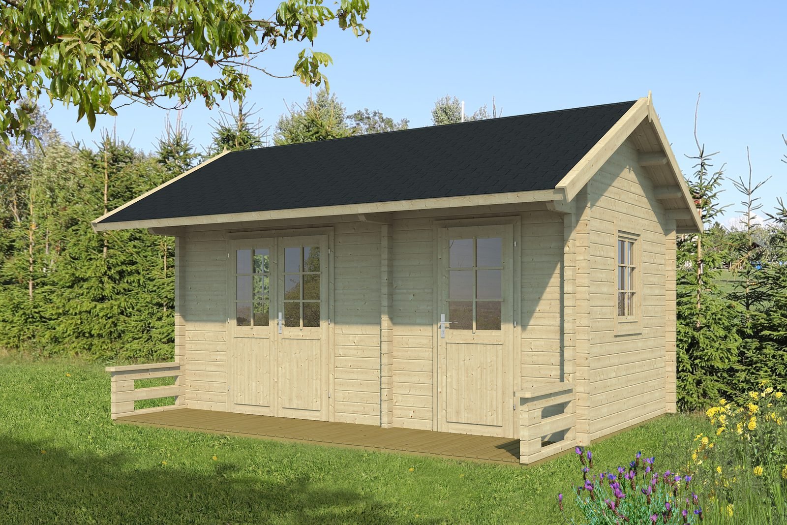 Chestnut Row 2.8 in (70 mm) Log Cabin Kit - 144 sq. ft. (13.4 m2)