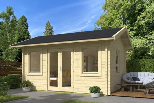 Kit de cabaña de madera «Cliffside» de 2,8 pulgadas (70 mm) - 150 pies cuadrados (13,9 m²)