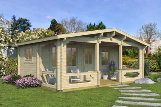 Kit de cabaña de madera «Copperbeech» de 2,8 pulgadas (70 mm) - 161 pies cuadrados (15,0 m²)