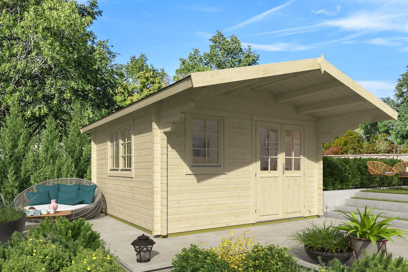 Crescent Bay 2.8 in (70 mm) Log Cabin Kit - 164 sq. ft. (15.2 m2)