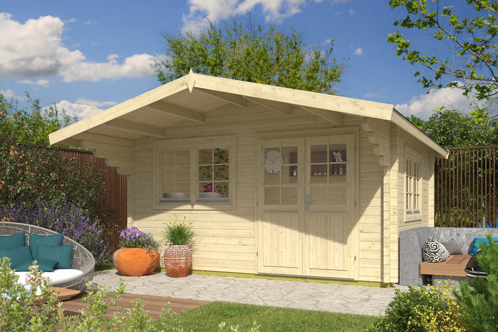 Dawn Meadow 2.8 in (70 mm) Log Cabin Kit - 174 sq. ft. (16.2 m2)
