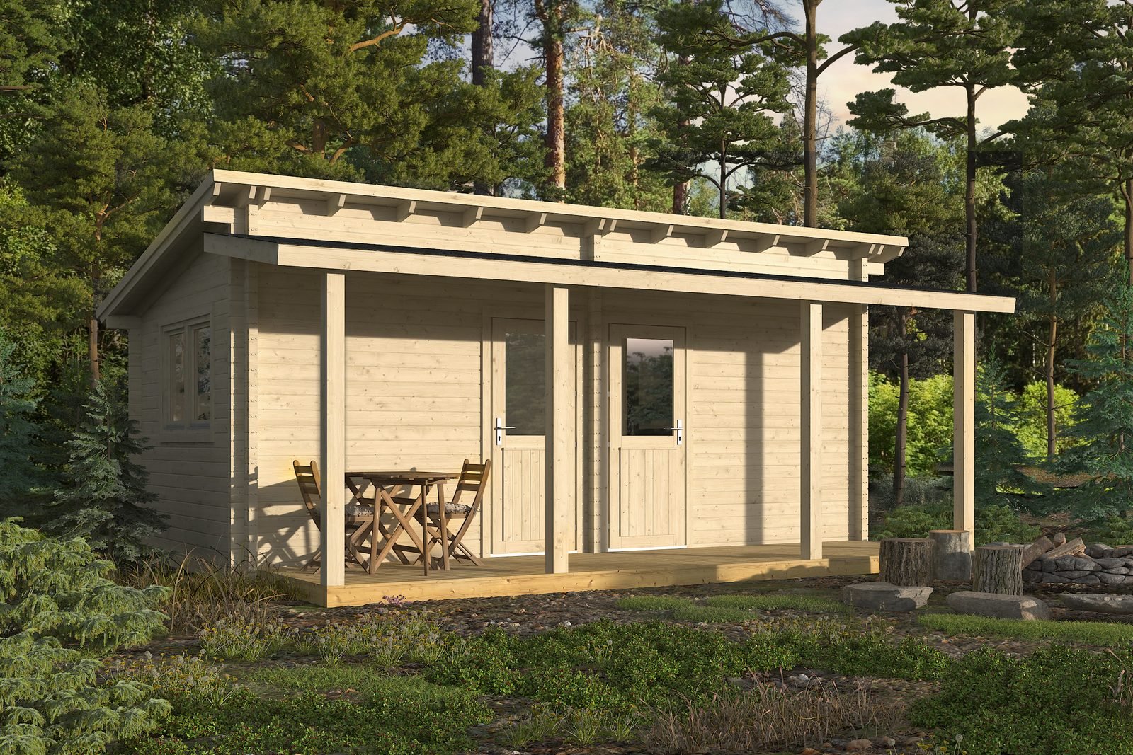 Ember Pine 2.8 in (70 mm) Log Cabin Kit - 200 sq. ft. (18.6 m2)