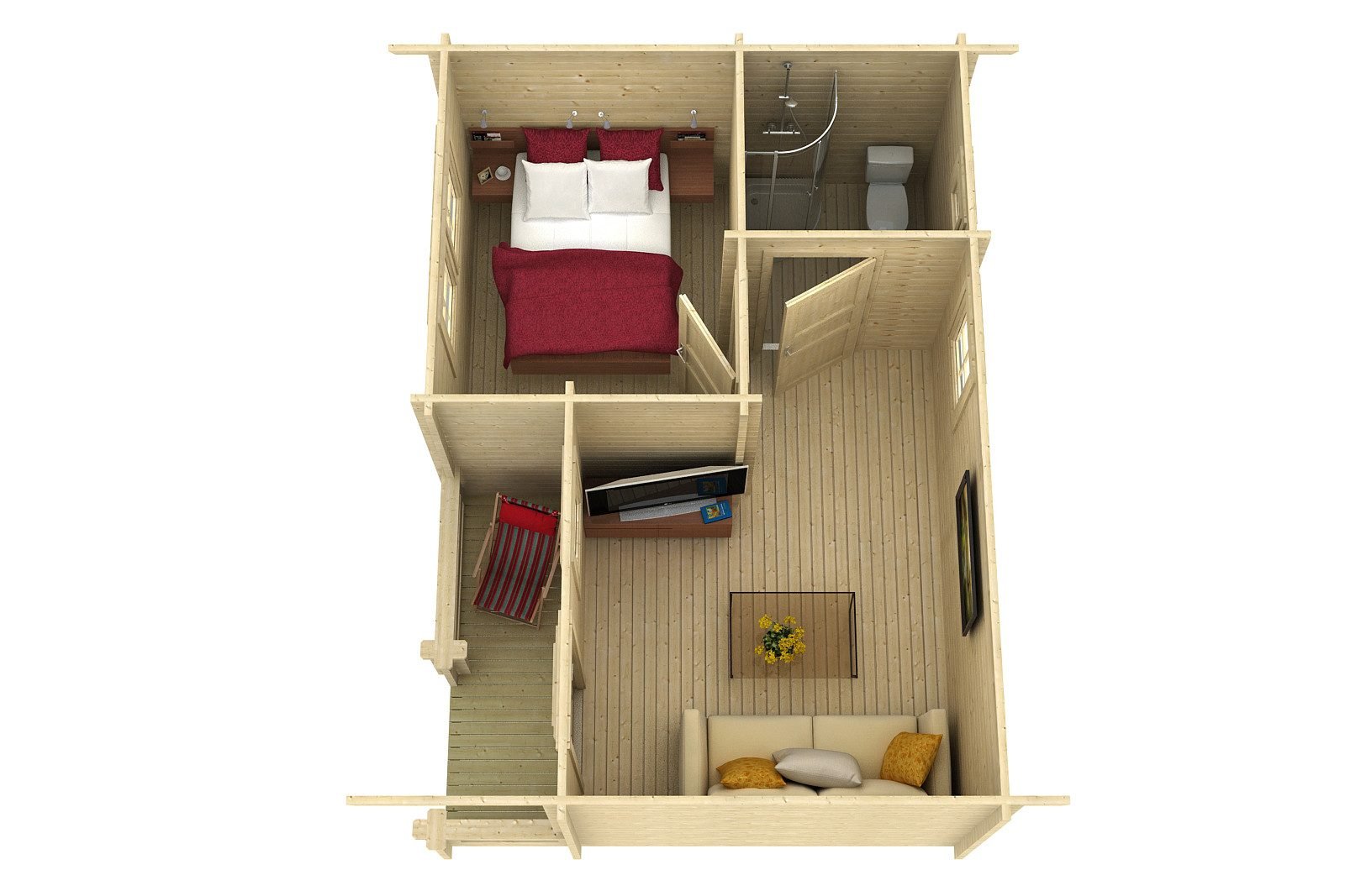 Halcyon Pine 2.8 in (70 mm) Log Cabin Kit - 248 sq. ft. (23.0 m2) - Image 4