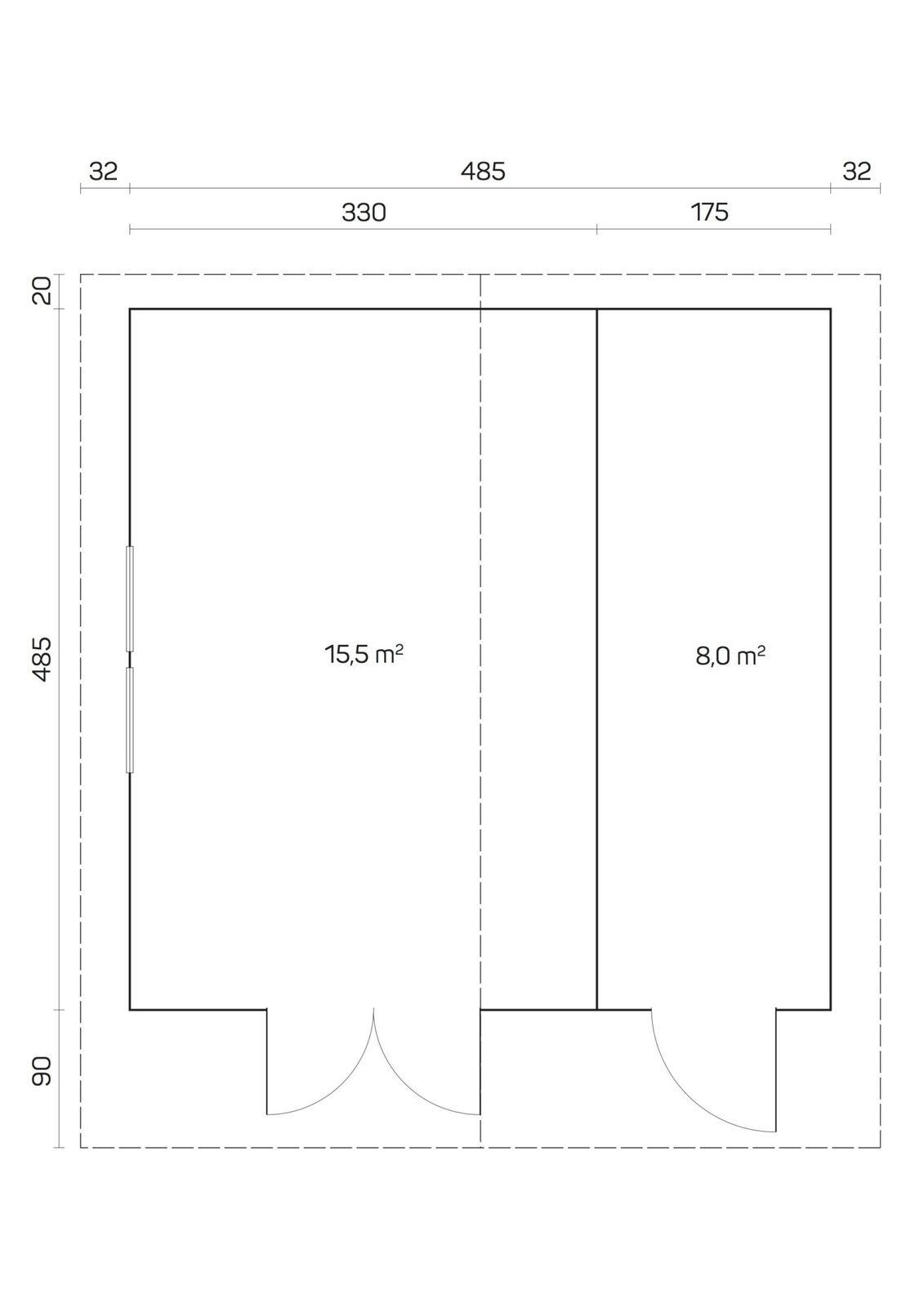 Harborview 2.8 in (70 mm) Log Cabin Kit - 253 sq. ft. (23.5 m2) - Image 2