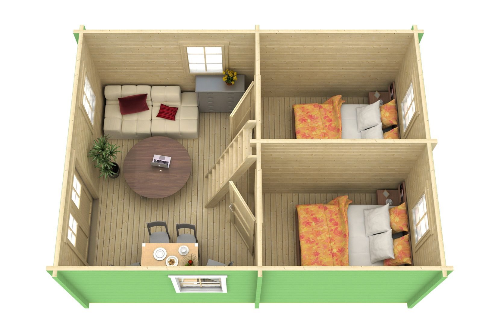 Kit de maison en rondins Honeycrest de 2,8 pouces (70 mm) - 259 pieds carrés (24,1 m²) – Image 3