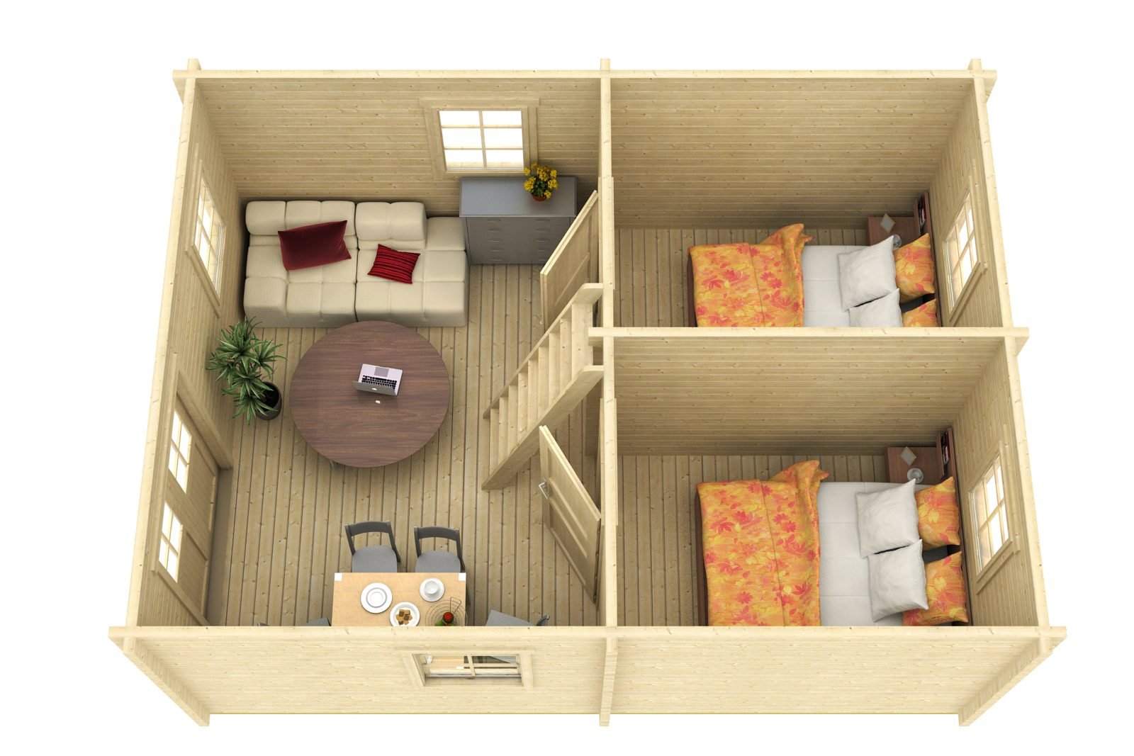 Kit de maison en rondins Honeycrest de 2,8 pouces (70 mm) - 259 pieds carrés (24,1 m²) – Image 2