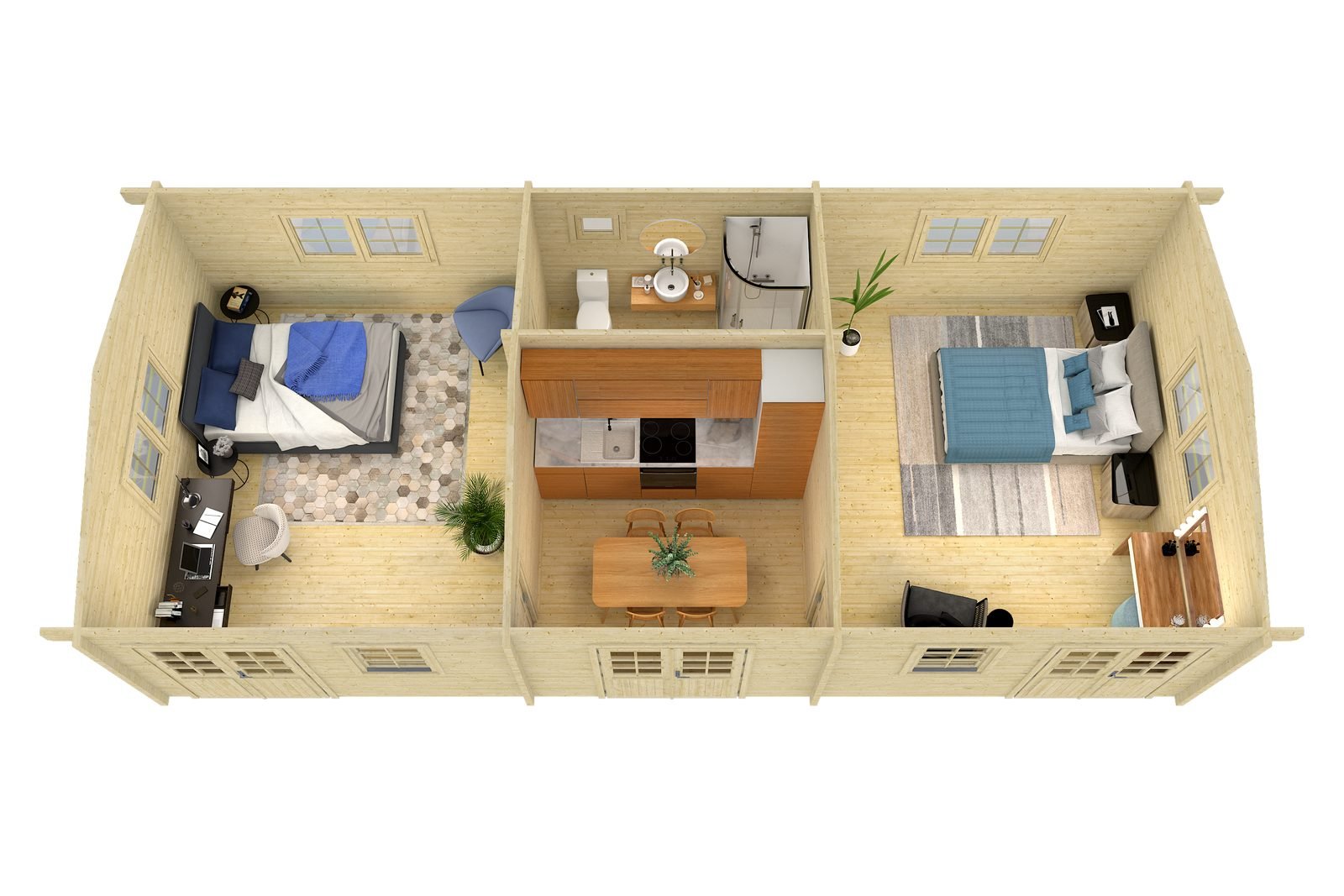 Kit de casa de madera «Kingfisher» de 2,8 pulgadas (70 mm) - 558 pies cuadrados (51,8 m²) - Imagen 3