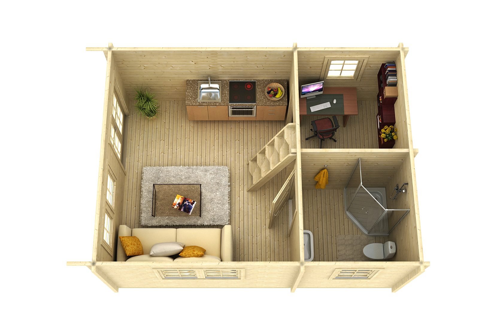 Lakebriar 2.8 in (70 mm) Log Home Kit - 260 sq. ft. (24.2 m2) - Image 3