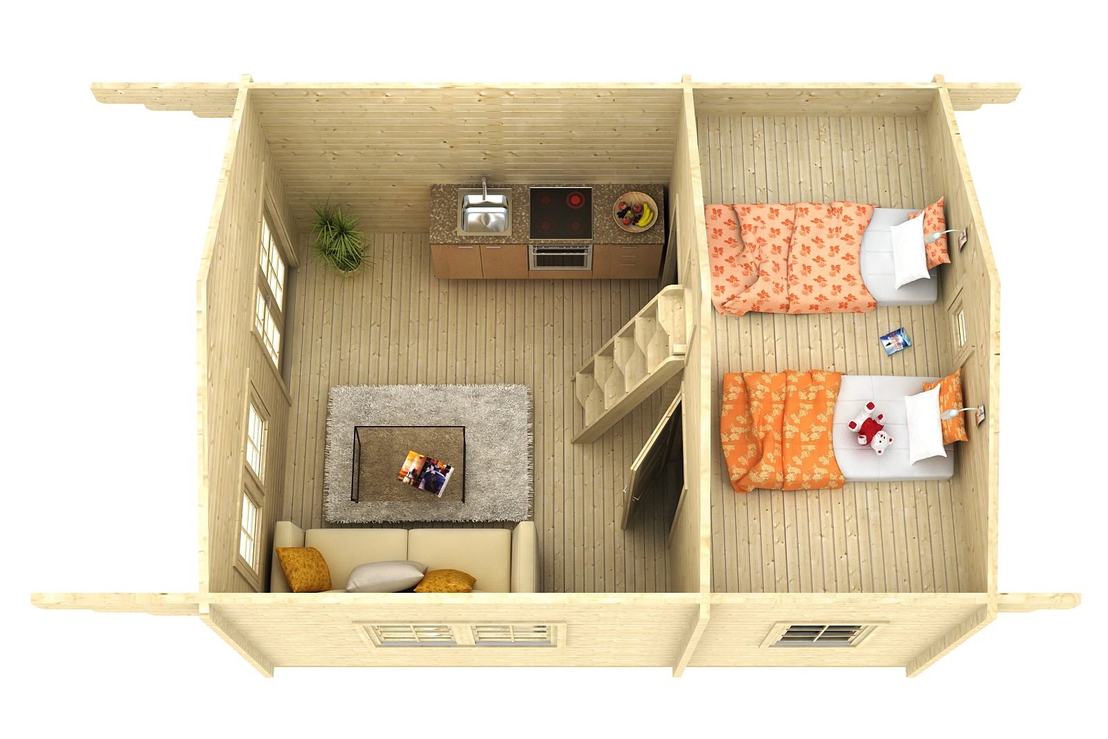 Lakebriar 2.8 in (70 mm) Log Home Kit - 260 sq. ft. (24.2 m2) - Image 2
