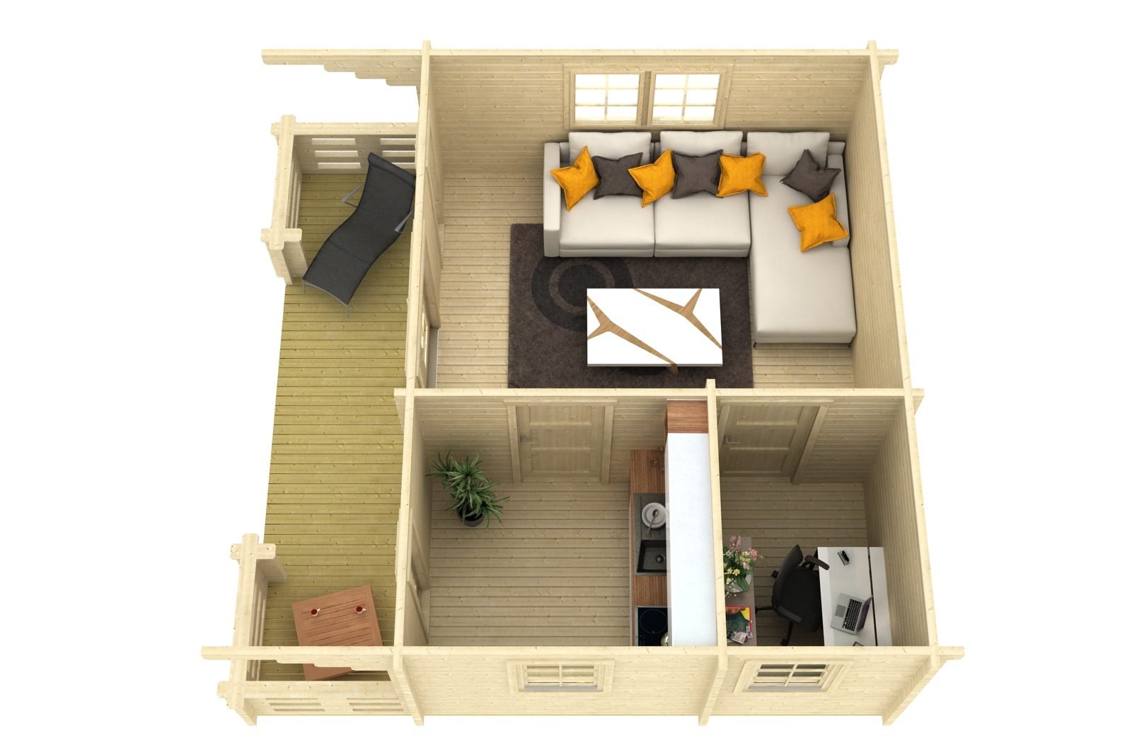 Larchmont 2.8 in (70 mm) Log Home Kit - 263 sq. ft. (24.4 m2) - Image 4