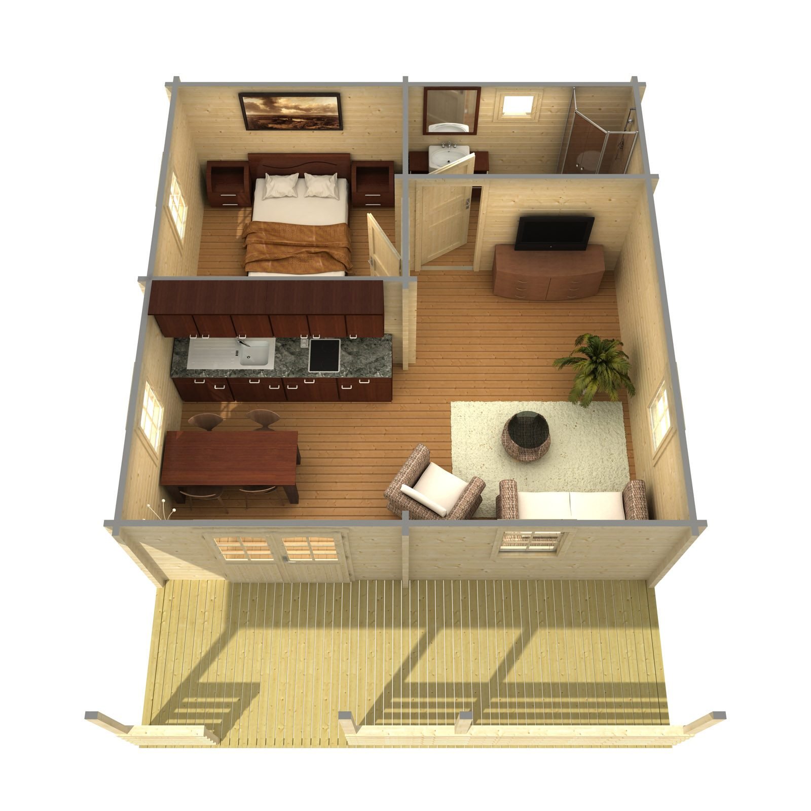 Meadowlark 2.8 in (70 mm) Log Home Kit - 388 sq. ft. (36.0 m2) - Image 3
