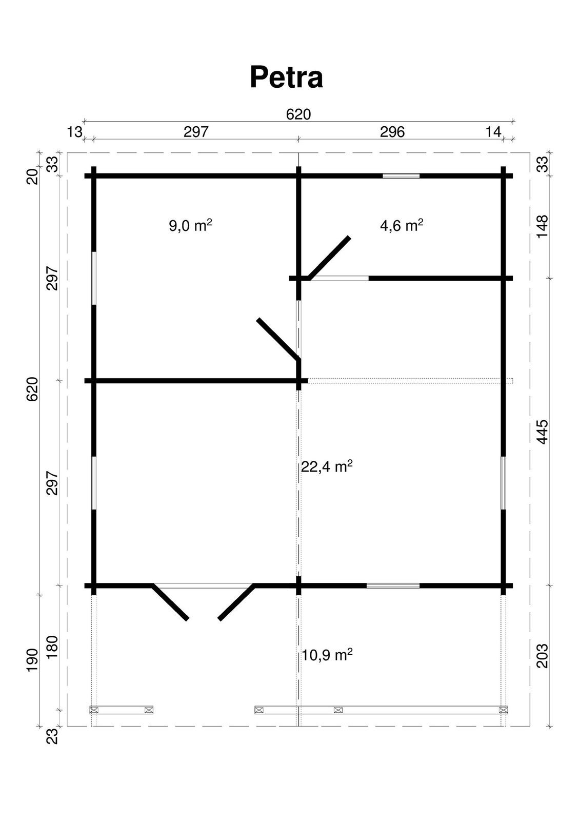 Meadowlark 2.8 in (70 mm) Log Home Kit - 388 sq. ft. (36.0 m2) - Image 2