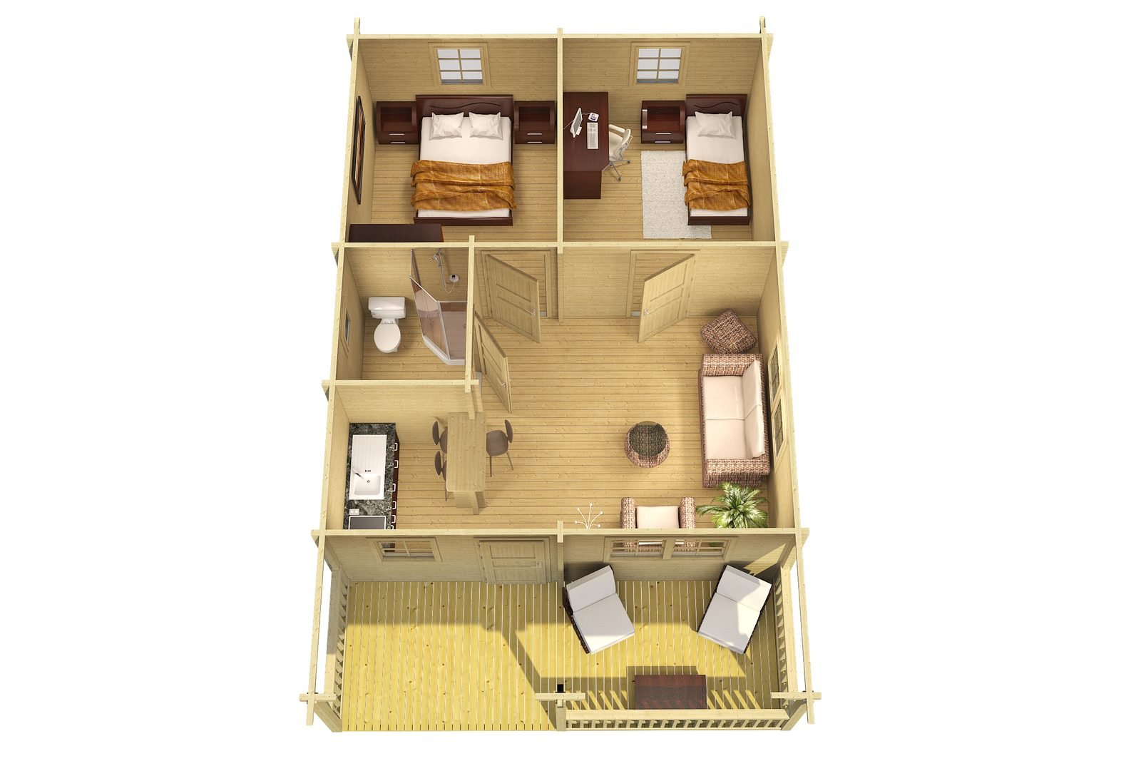 Merribrook 2.8 in (70 mm) Log Home Kit - 388 sq. ft. (36.0 m2) - Image 2