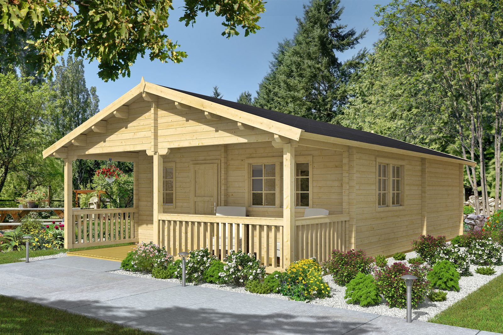 Merribrook 2.8 in (70 mm) Log Home Kit - 388 sq. ft. (36.0 m2)
