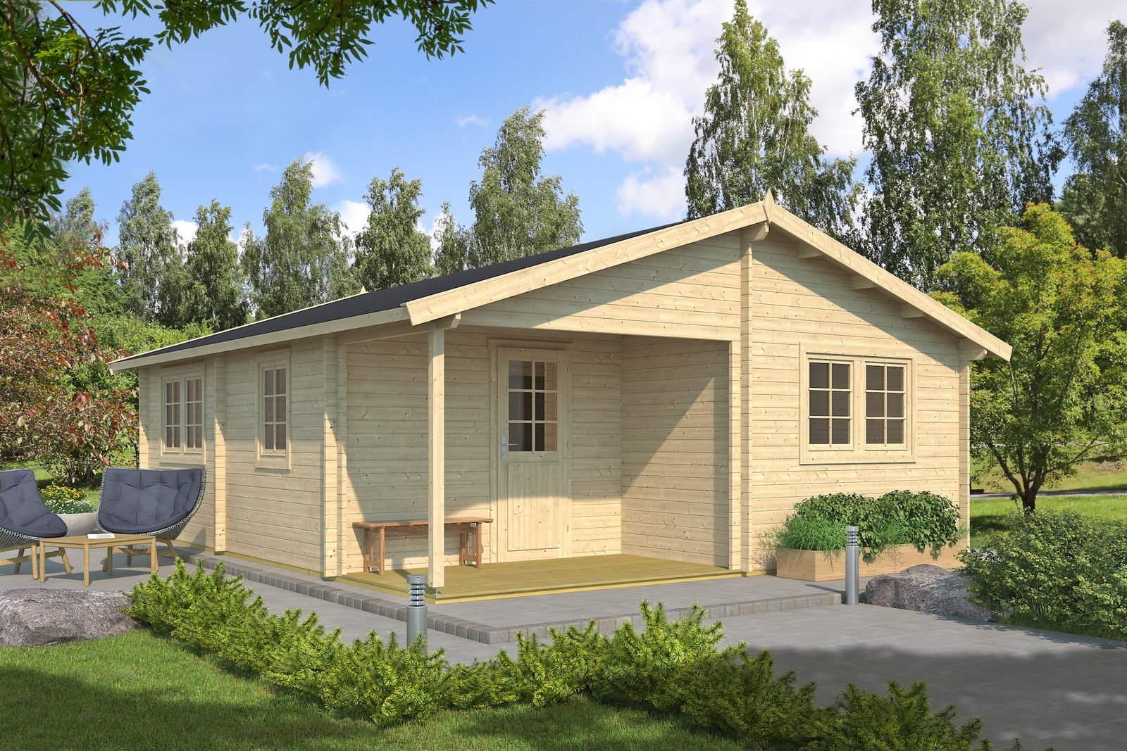 Nordvik 2.8 in (70 mm) Log Home Kit - 469 sq. ft. (43.6 m2)