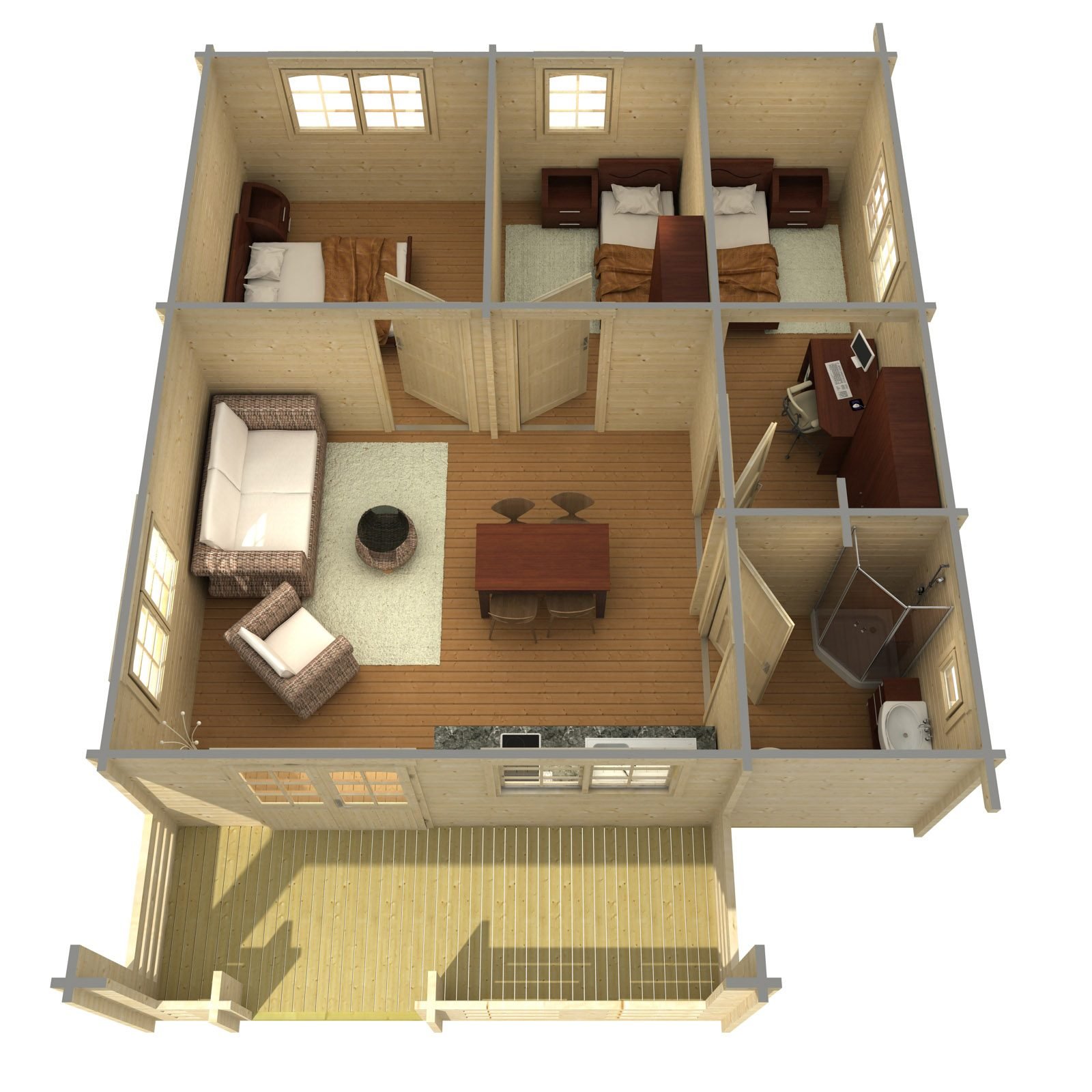 Quarrywood 2.8 in (70 mm) Log Home Kit - 680 sq. ft. (63.2 m2) - Image 3