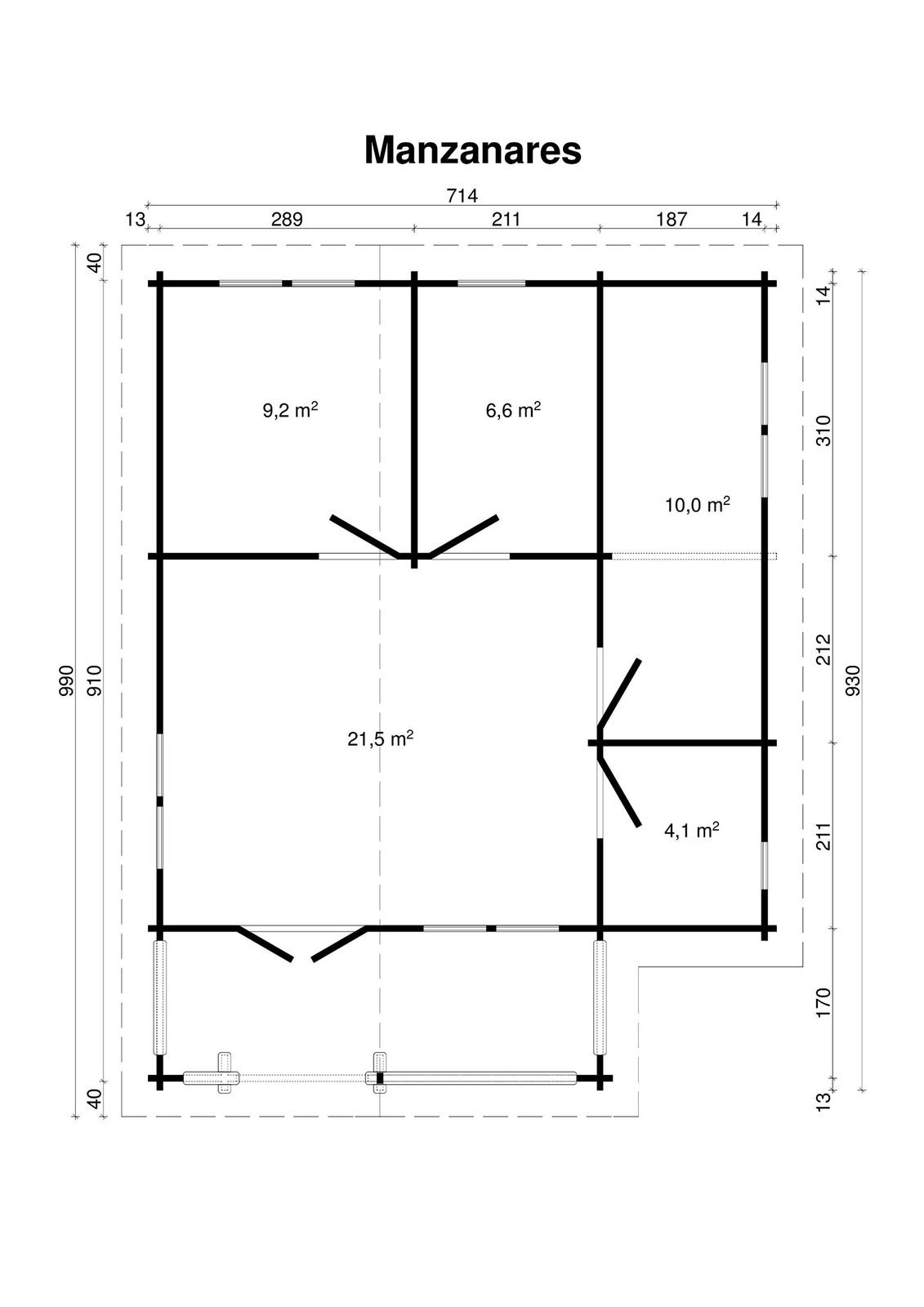 Quarrywood 2.8 in (70 mm) Log Home Kit - 680 sq. ft. (63.2 m2) - Image 2