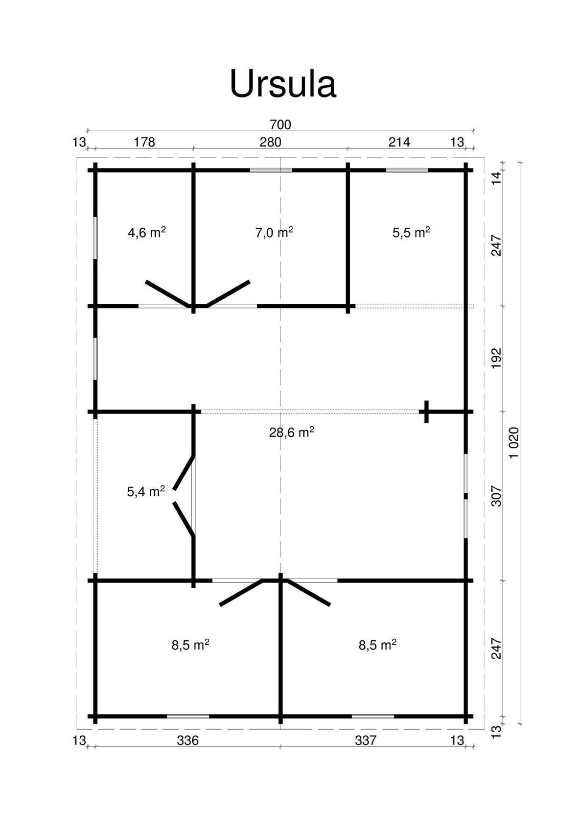 Quill Lake 2.8 in (70 mm) Log Home Kit - 732 sq. ft. (68.0 m2) - Image 2