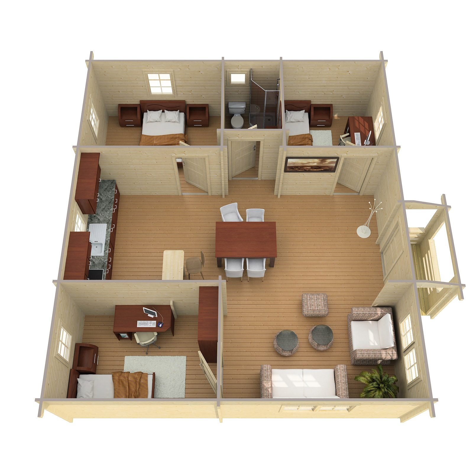 Ravenscroft 2.8 in (70 mm) Log Home Kit - 733 sq. ft. (68.1 m2) - Image 3