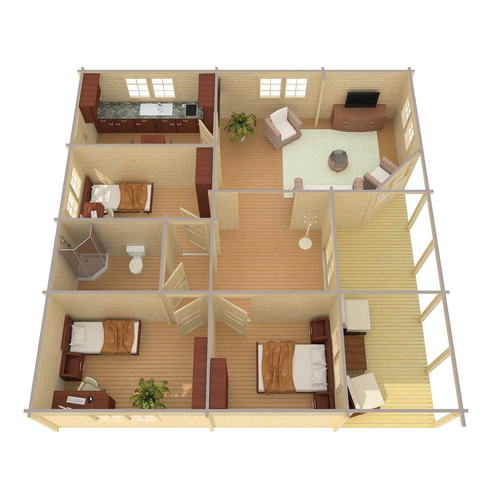 Roseberry 2.8 in (70 mm) Log Home Kit - 988 sq. ft. (91.8 m2) - Image 3