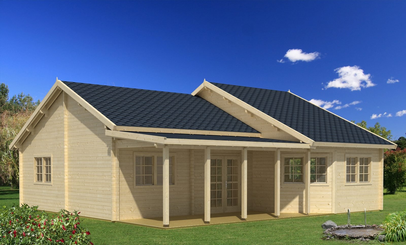 Roseberry 2.8 in (70 mm) Log Home Kit - 988 sq. ft. (91.8 m2)