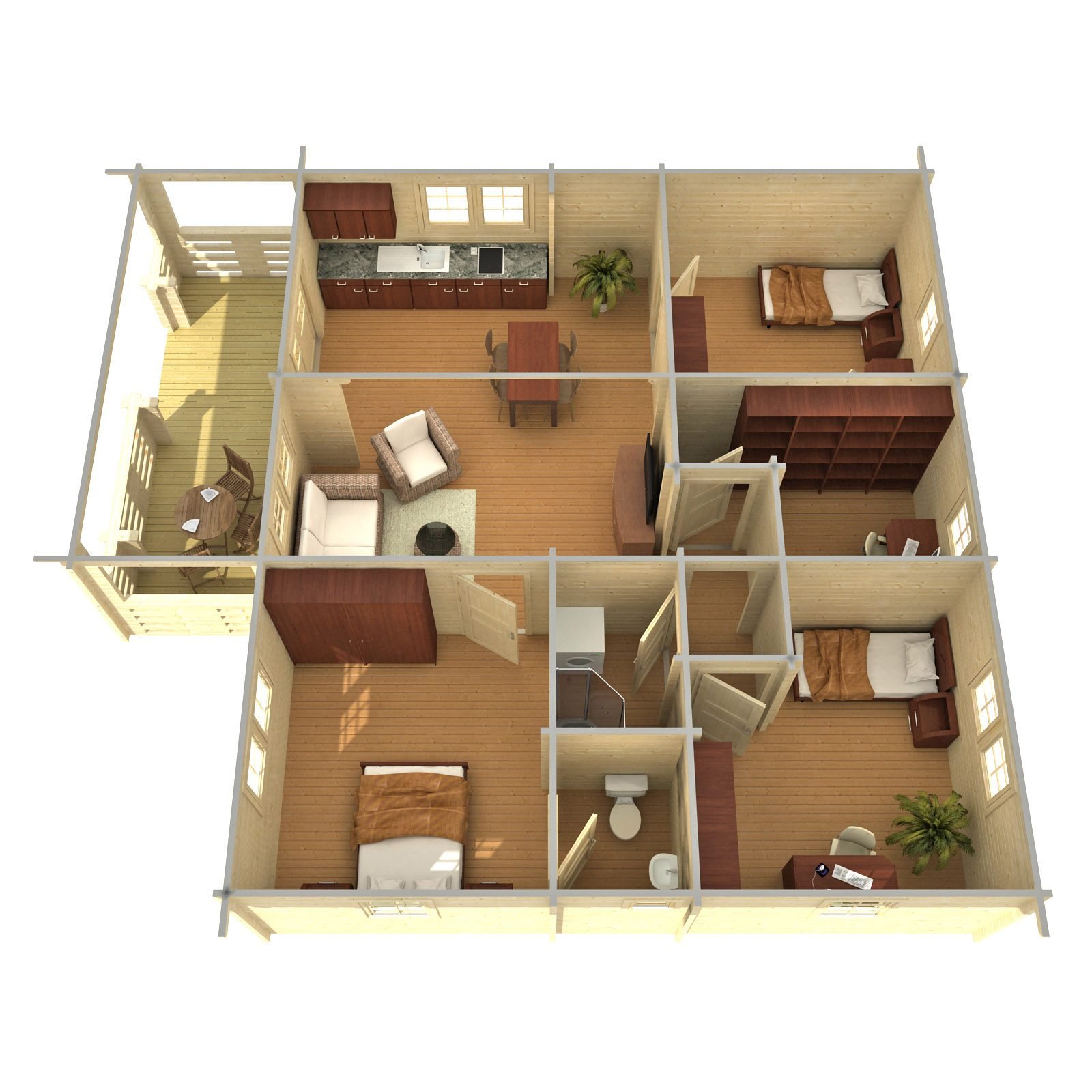Rowanwood 2.8 in (70 mm) Log Home Kit - 1080 sq. ft. (100.3 m2) - Image 3