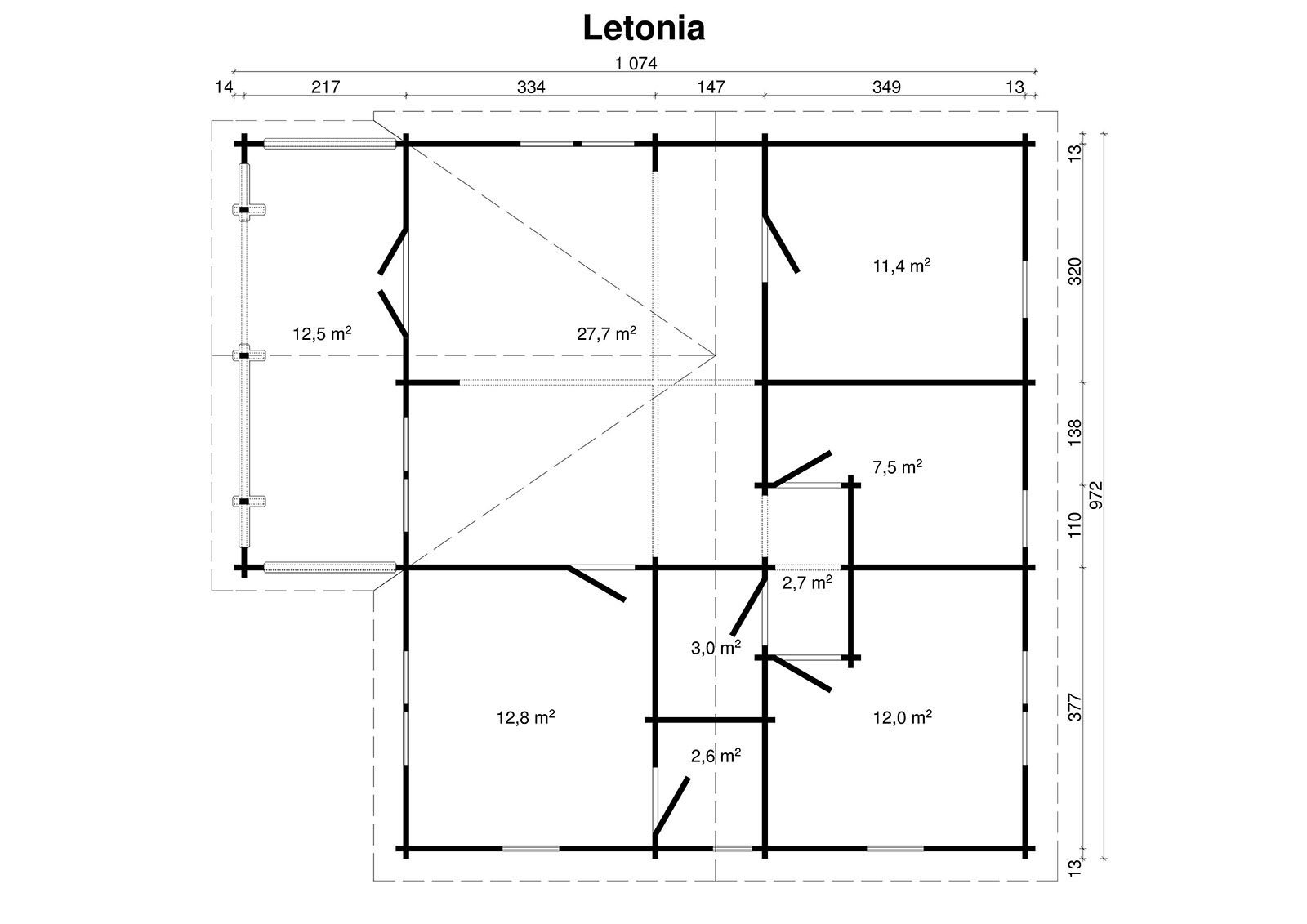 Rowanwood 2.8 in (70 mm) Log Home Kit - 1080 sq. ft. (100.3 m2) - Image 2