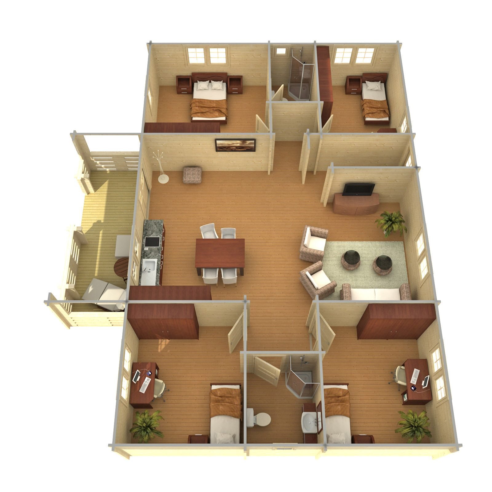 Sableridge 2.8 in (70 mm) Log Home Kit - 1578 sq. ft. (146.6 m2) - Image 3