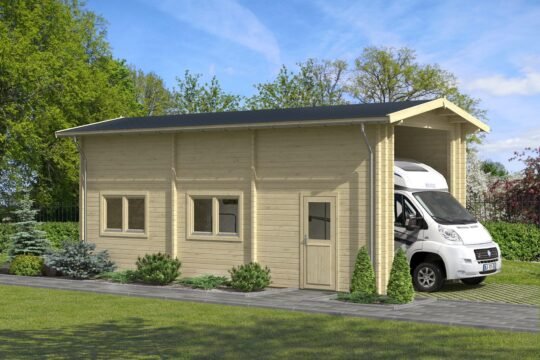 Sparrowfield 2.8 in (70 mm) Log Garage Kit - 344 sq. ft. (32.0 m2)