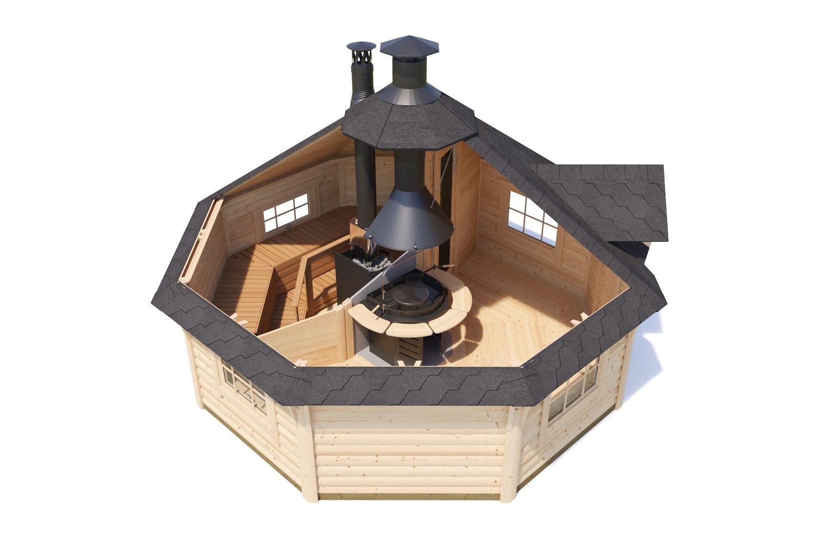 Winterberry 1.7 in (44 mm) Sauna Cabin Kit - 183 sq. ft. (17.0 m2) - Image 3
